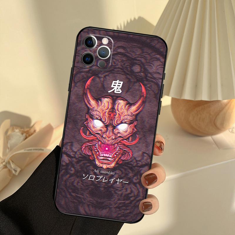 Samurai Oni Mask Phone Case For iPhone 13 16 15 11 12 14 17 Pro Max 12 Mini 15 16 Plus 16e 17 Air Cover Funda
