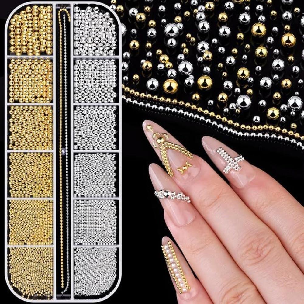 Gold Metallic Nail Art Beads Bead Rivet 3D Nail Art New Nail Art Studs Manicure Accessories