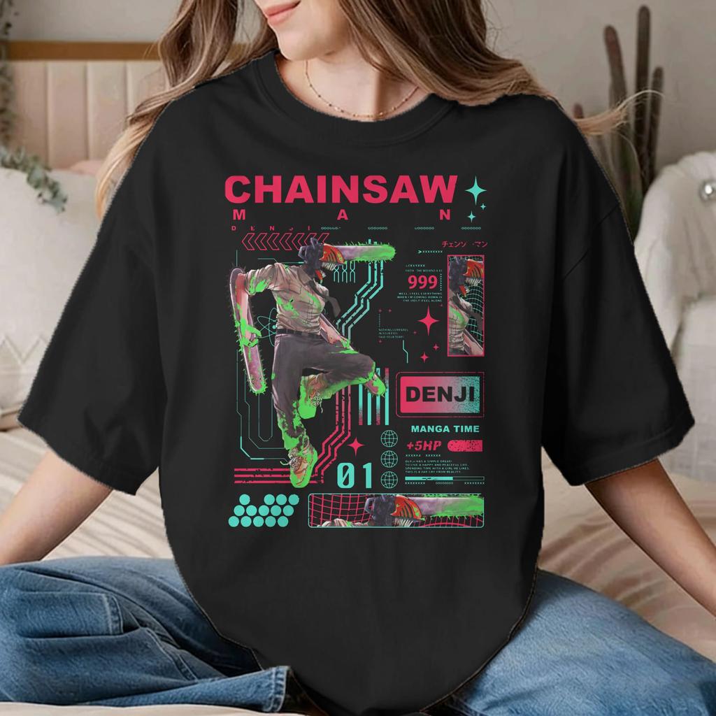 Fun Power ChainsawUnisexs TShirt Unisex Unisexs Crewneck Pure Cotton T Shirts Anime Unisexga Short Sleeve Tees New Arrival Clothes