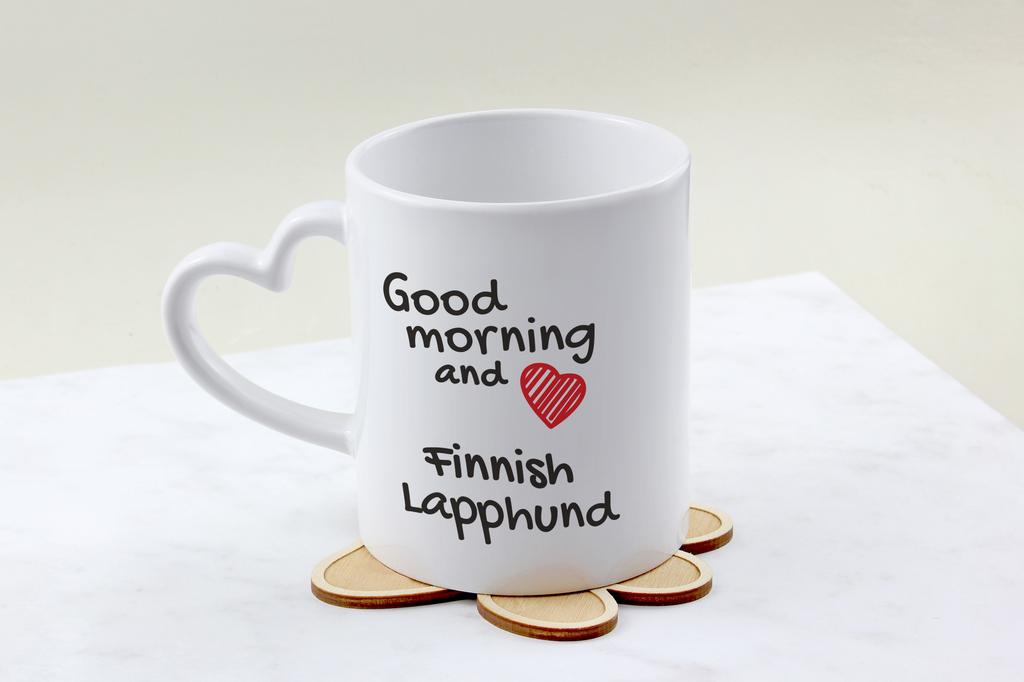 Finnish Lapphund, Finnish Lapponian Dog - Cup with a Dog, Adorable Cup with a Heart-shaped Handle, Universal Gift from the Art-Dog Brand