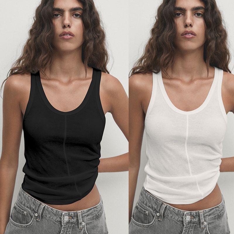 Summer Cotton Women Clothes Shoulder Strap Cotton T-shirt Spaghetti Strap Cami Sexy Xinjiang Long-staple Cotton Organic Black