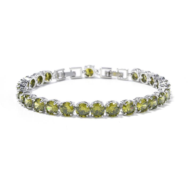 Platinum-Plated Multi-Color Zircon Bracelet - 6mm Diamond Accent for Women