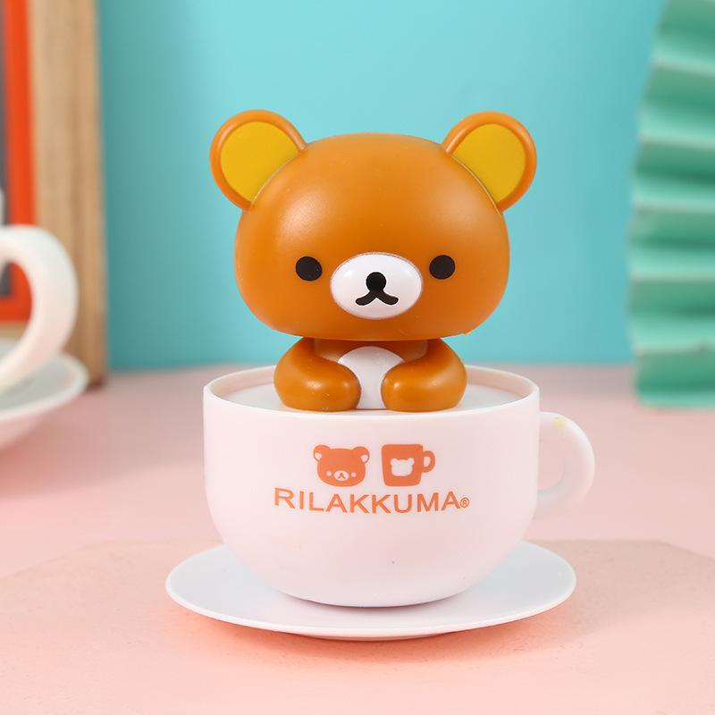 Rilakkuma Action Figures New Cute Nodding Relax Bear Doll Car Model Solar Energy Ornament Home Decoration Kids Classic Toys Gift