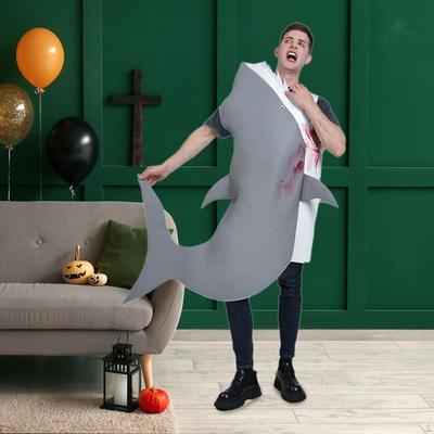 Adults Shark Costume Animal Cosplay Clothing Funny Outfit for Fancy Dress Party
