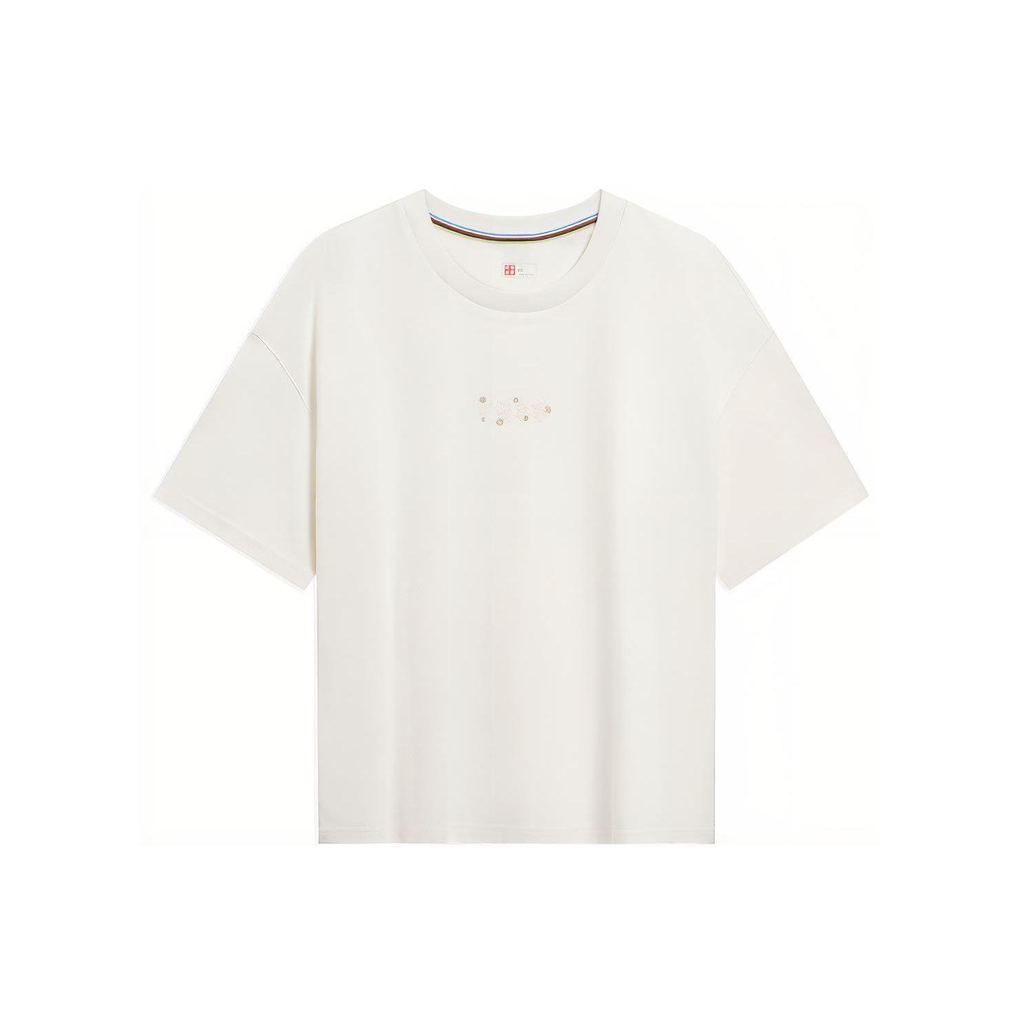 

Li Ning Футболка женская свободного кроя с принтом логотипа Free Growth, с коротким рукавом, топ, молочно-белый AHST114-1 L