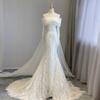 European and American fishtail lace light wedding dress bride simple one-word shoulder wedding welcome door dress French light dress
