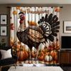 2pcs Set HD Thanksgiving Turkey Pumpkin Maple Leaf Decorative Curtain Yellow Tie Digital Printed Curtain Home Decor Styl
