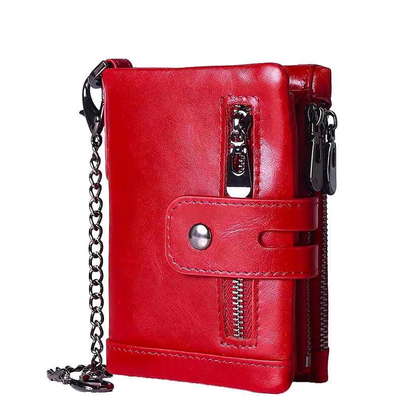 

[KeiSquare] genuine leather wallet men s chain wallet ladies bi-fold coin purse wallet large capacity coin card storage business casual gentleman