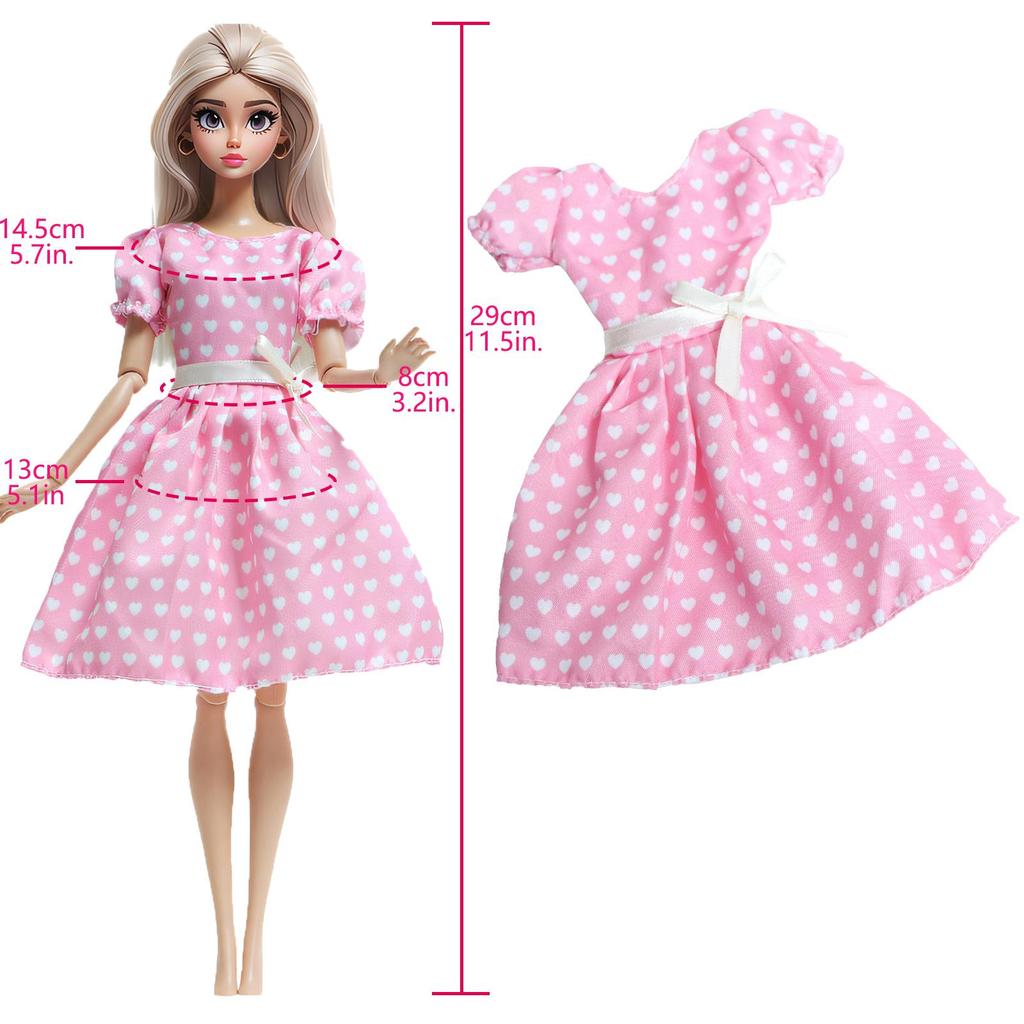 14 Pcs/Set Fashion Doll Clothes and Accessories for 30cm Doll 11.5'' Shiny Dress Mini Skirt Tops Pants Hangers Boots