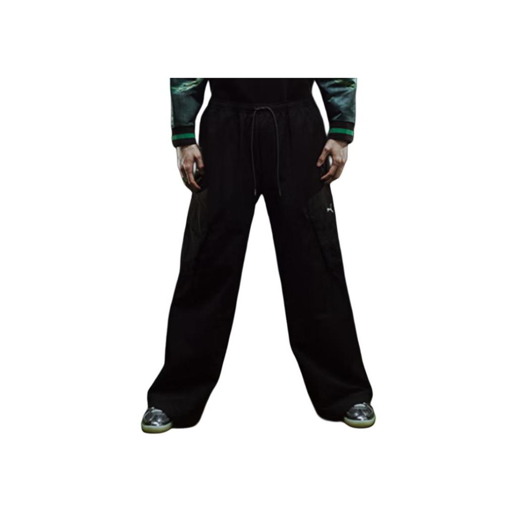 Puma X Kongsanji Collaboration SS24 Lace Logo Print Mid-Rise Knitted Sports Pants Men Bottoms Black 626523-01