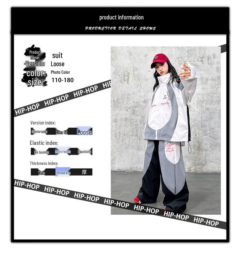 Hip-Hop Performance Outfit für Kinder - Herbst/Winter Sportset, Coole Street Dance Uniform für Jungen & Mädchen