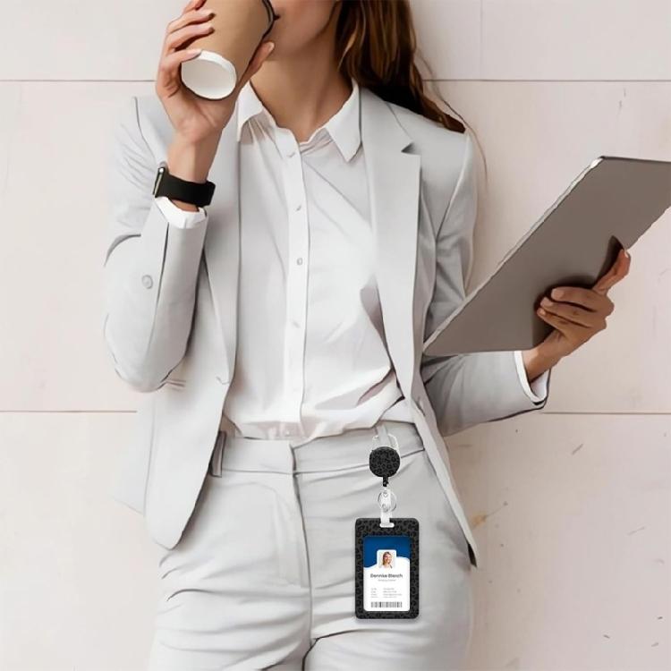 Leopards Retractable Badge Holder Waterproof ABS Card Holder With Retractable Lanyard For Corporate Business Employee