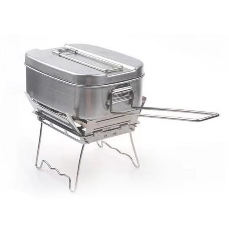 2005 Model Multi-functional Stainless Steel Mess Kit for Outdoor Cooking, Picnics, Rice Steaming, and Camping.