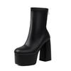 PU Herbst Winter Schuhe super High Heels Größe 48 Super Größe Wasserdichte Stiefel Runde Kappe Warm Halten zip Größe 47 Stiefeletten