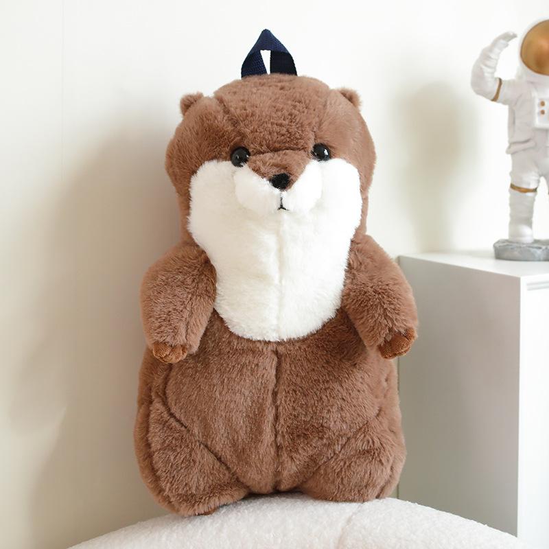 

50cm Sea Otter Plush Backpack Cartoon Cute Soft Stuffed Animal Shoulder Bag for Kids Girls Birthday Gifts хаки