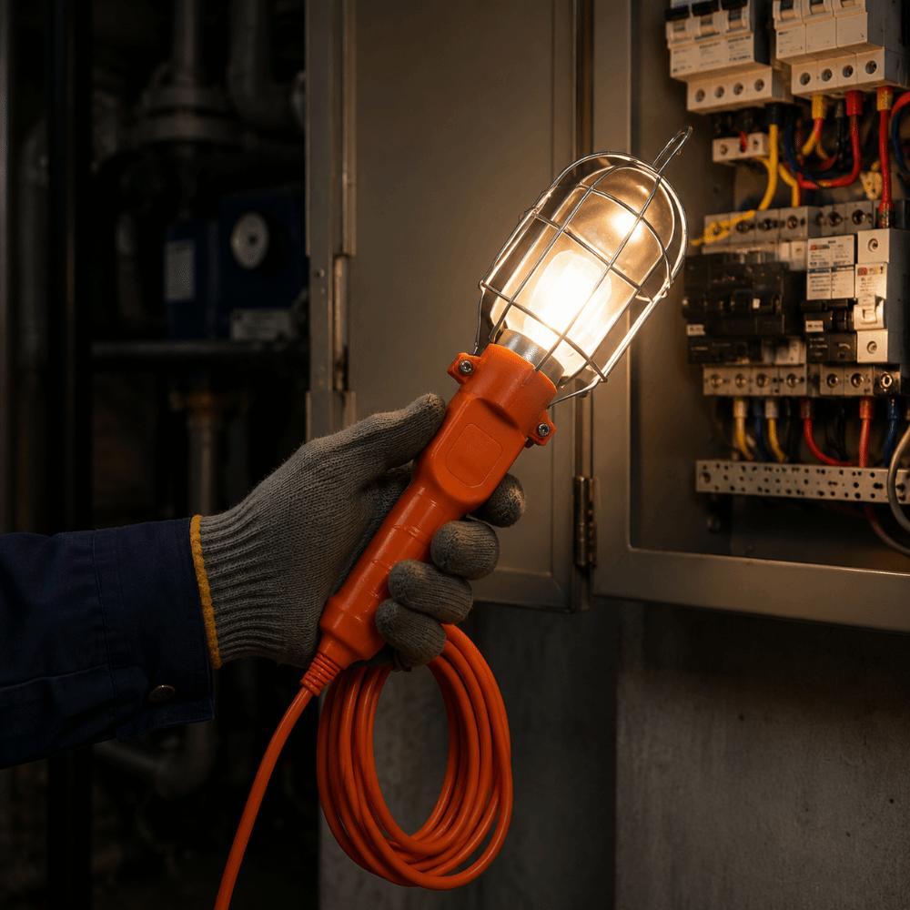 Long-Lasting Durability Inspection Lamp Iron Cover Portable Repair Light for EU/UK Car Maintenance