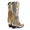 Western Cowboy Fransen Kniehohe Stiefel für Damen Gold Rot Schlangenleder High Heels Verzerrte Spitze Nieten Cowgirl Reißverschluss Lange Stiefel
