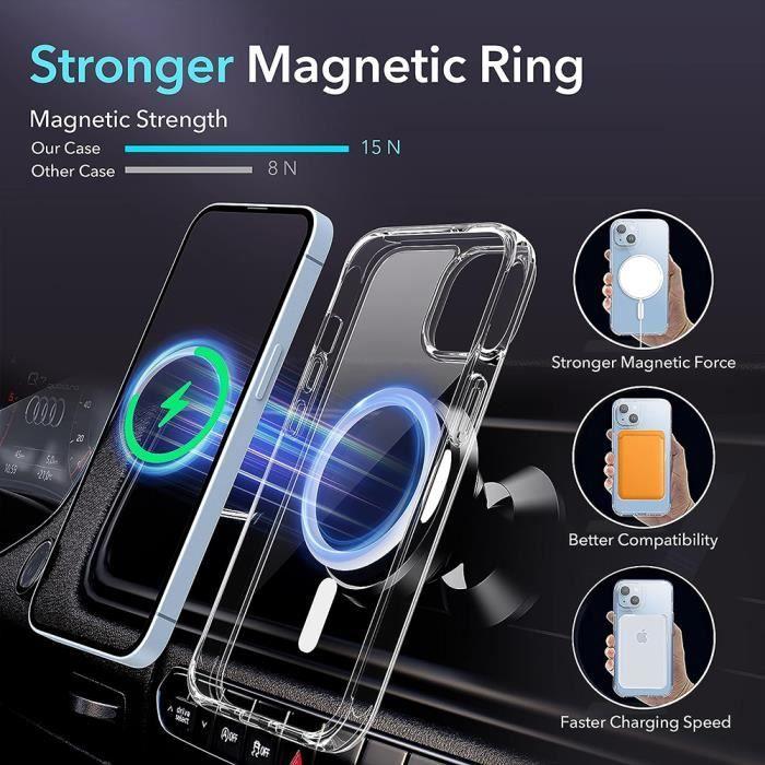 Coque de protection - BOOLING - pour iPhone 15 - Silicone Transparent - Cercle Magnétique - 2 Verres Trempés