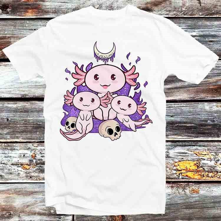 

Cute Three Myth Axolotl Anime Kawaii Pastel Goth Japanese T Shirt B1281 M