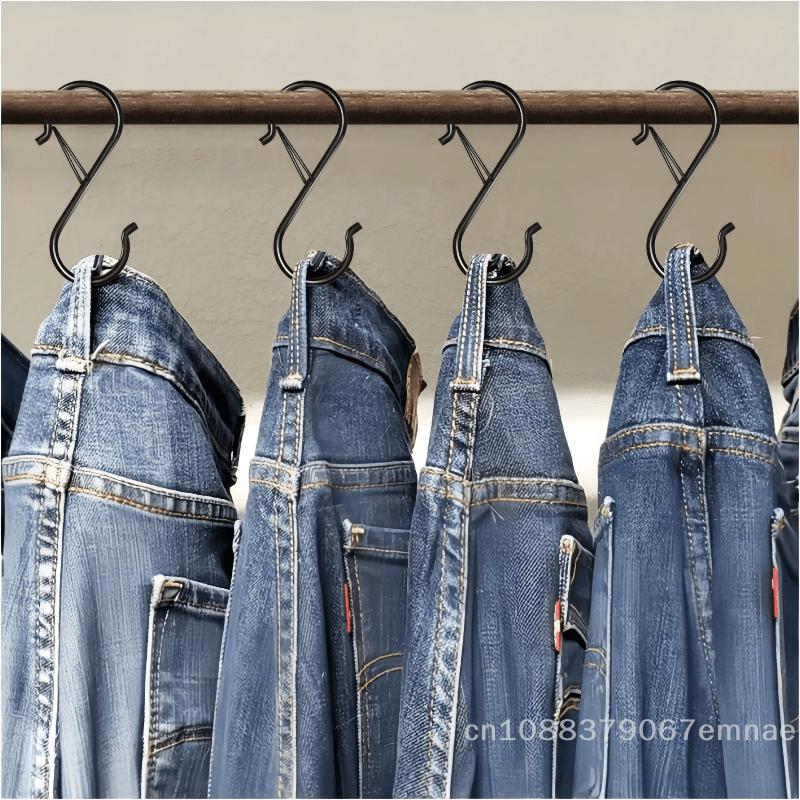 10 Stück Metall S-Form Federhaken Küchen Topfgestell Raum Taschen Kleidung Handtücher Schrankstange S Haken mit Schnalle Garten Aufhängung