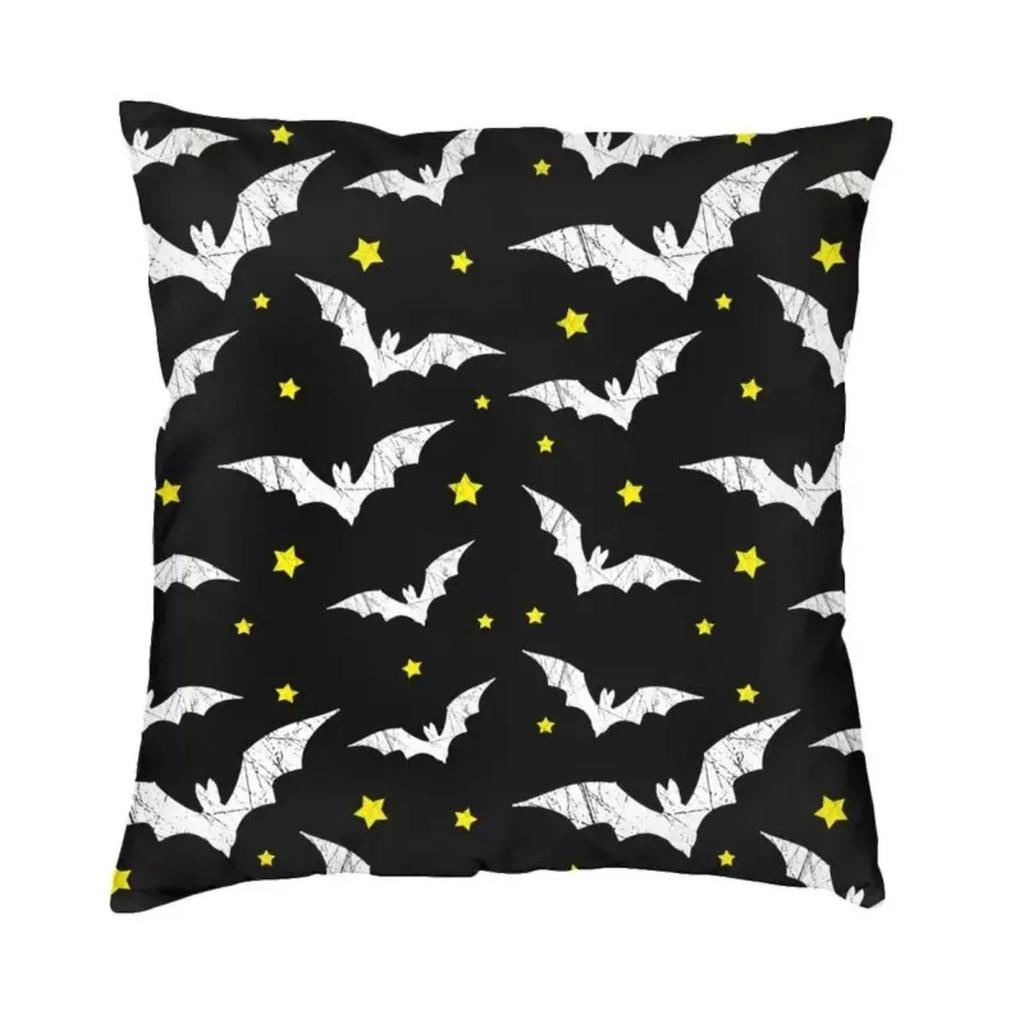 Pastel Goth Pink Black Bats Nordic Throw Pillow Cover Home Decorative Halloween Witch Chair Cushion 45x45cm Pillowcases