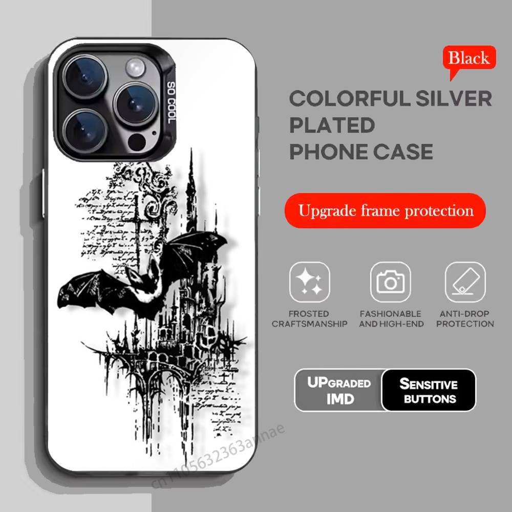 

Готический чехол для телефона с летучей мышью-вампиром для iPhone 17 11 12 Pro Max Plus Mini Air SE 16e 14 15 16 13 Мягкий iPhone11