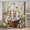 Funny Bunny Easter Shower Curtains Butterfly Watercolour Floral Rabbit Eggs Rustic Fabric Home Bathroom Curtain Decor With Hooks