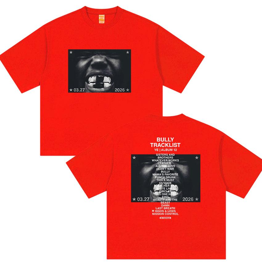 Nuovo Album Bully Kanye West Magliette Grafiche Unisex Hip Hop Pop Rap YK Maglietta a Maniche Corte Moda Retro Cotone Streetwear