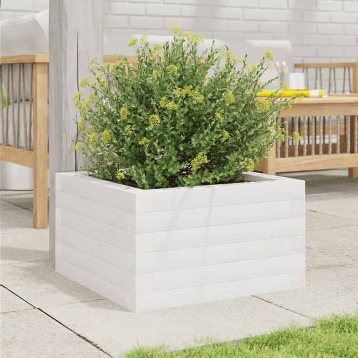 VidaXL Jardinière blanc 40x40x23 cm bois de pin massif, jardinière d'extérieur, bac à fleurs, boîte à plantes, jardinière de 847179