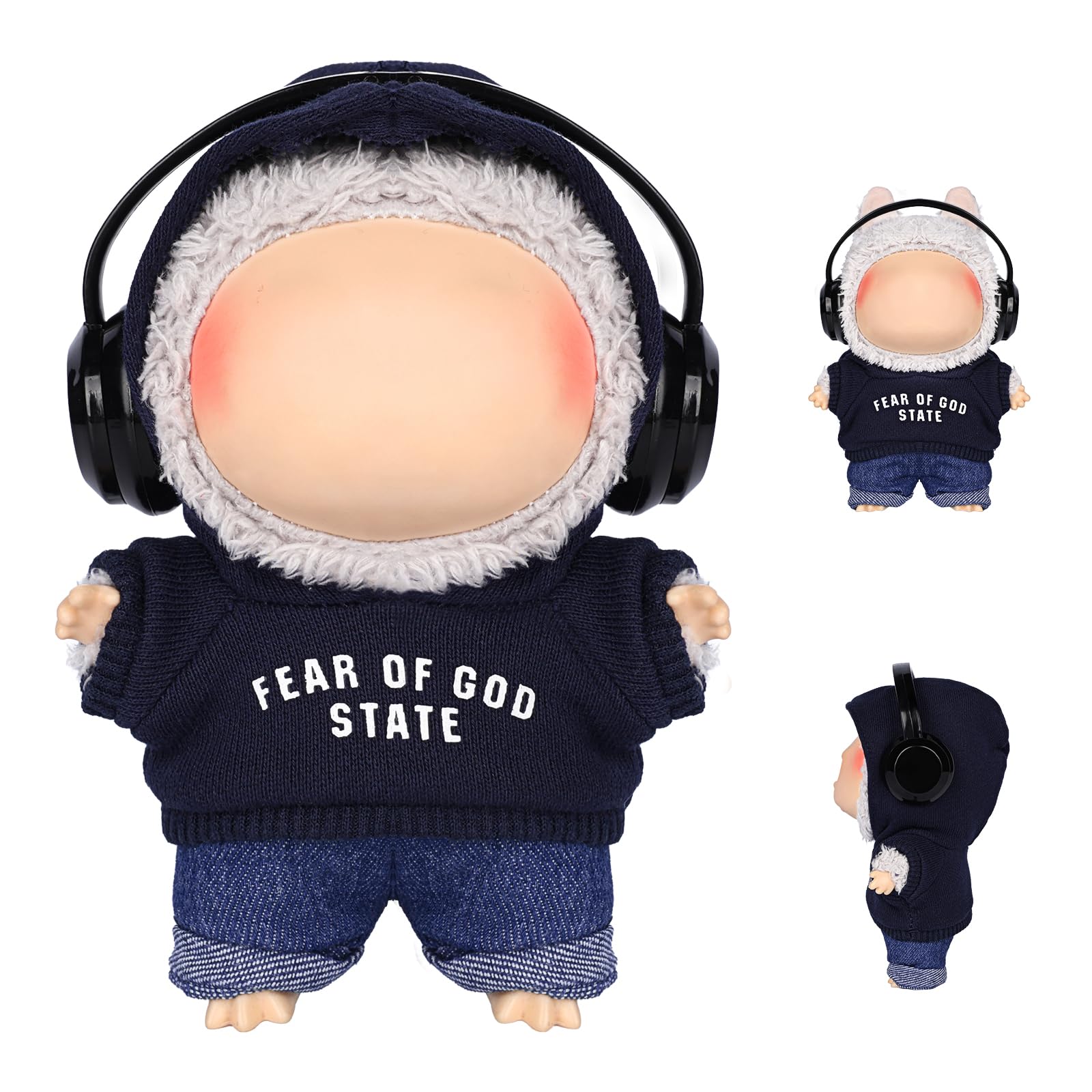 

Desing Wish Plush Clothes Set for 17cm Lovebu Dolls, Cute Dress-Up Clothes Set, DIY Doll Accessories, Kids Gift (Blue - Doll Not Included)