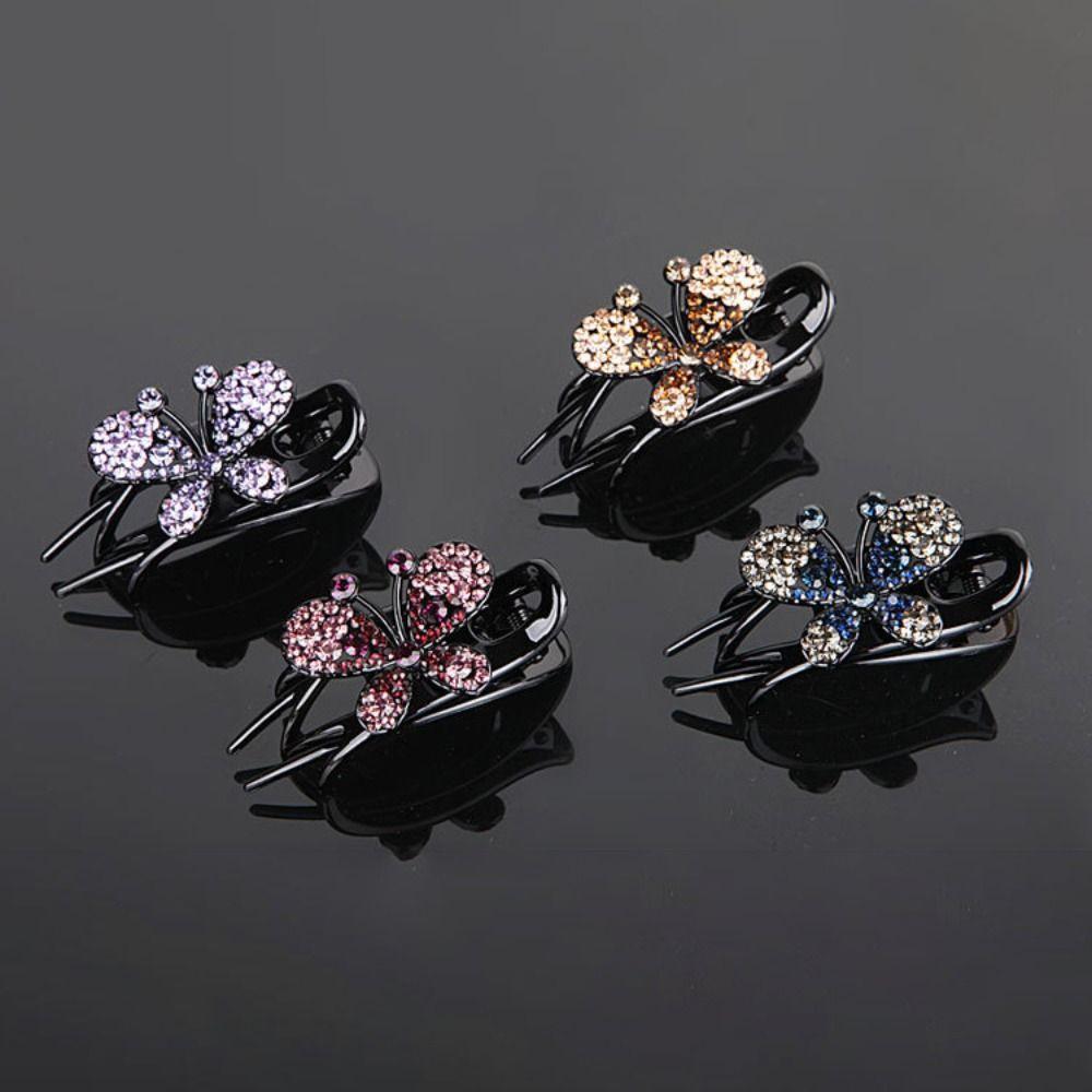

Plastic Butterfly Crystal Hairpins U-shape Women Duckbill Clip Wash Face шампанского