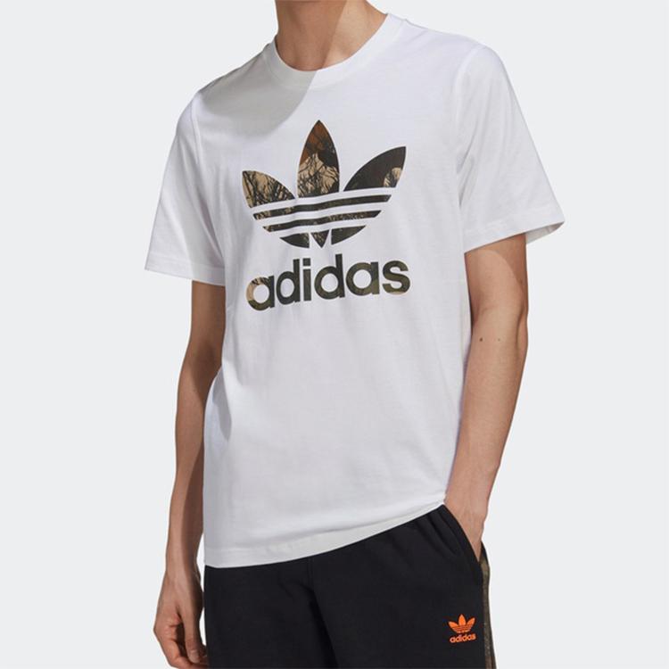 Adidas Originals Camo Trefoil Tee With Large Logo Print Men Tops White GD5949