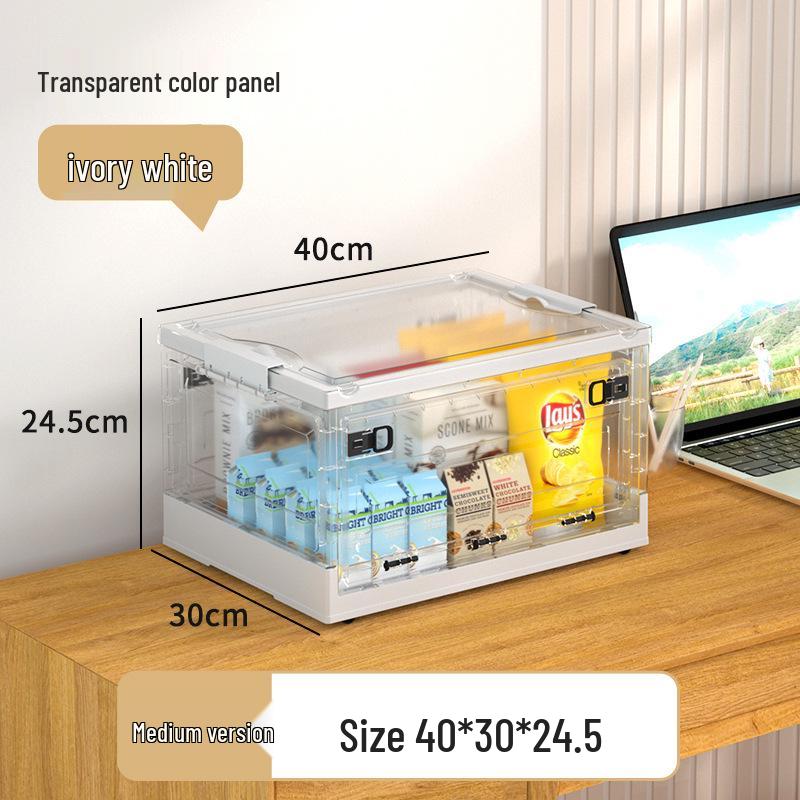 Transparent Folding Plastic Storage Box with Lid and Wheels for Books 2090₽