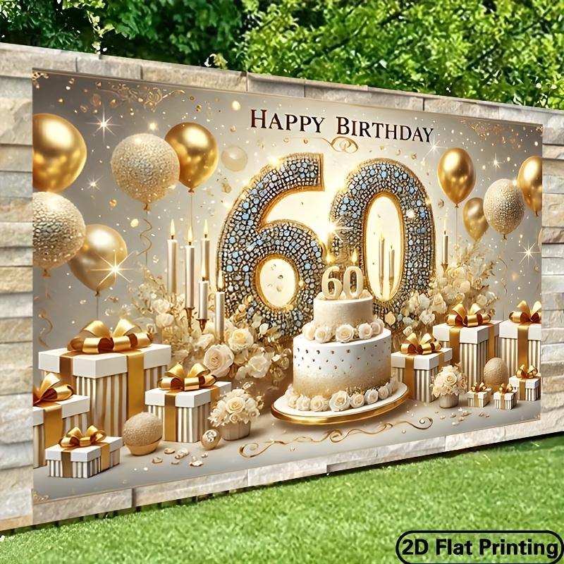1 60th Birthday Photography Background - Gold and White Party Decoration Shining Crystal Decoration Birthday Party Decoration