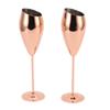 2pcs Copper Champagne Flutes Set Sturdy Thick Bottom Stainless Steel Brass Plated Champagne Glasses