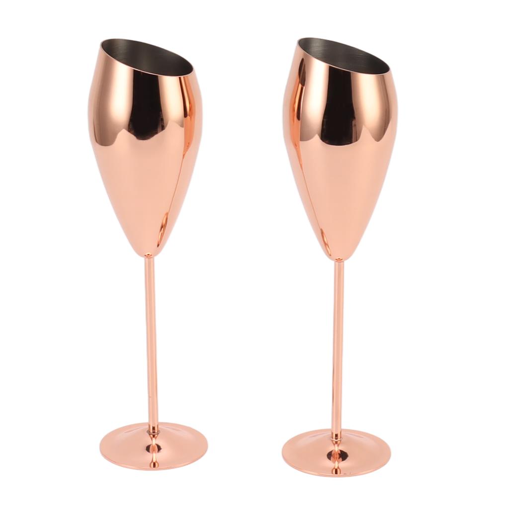 2pcs Copper Champagne Flutes Set Sturdy Thick Bottom Stainless Steel Brass Plated Champagne Glasses