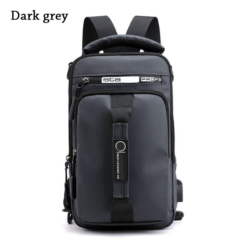 

Men s Sling Crossbody Bag Anti-theft Chest Shoulder Messenger Backpack USB Port темно серый