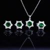 Creative Sunflower & Snowflake Jewelry Set: Zircon Pendant, Stud Earrings, Ring with Colored Gems for Women