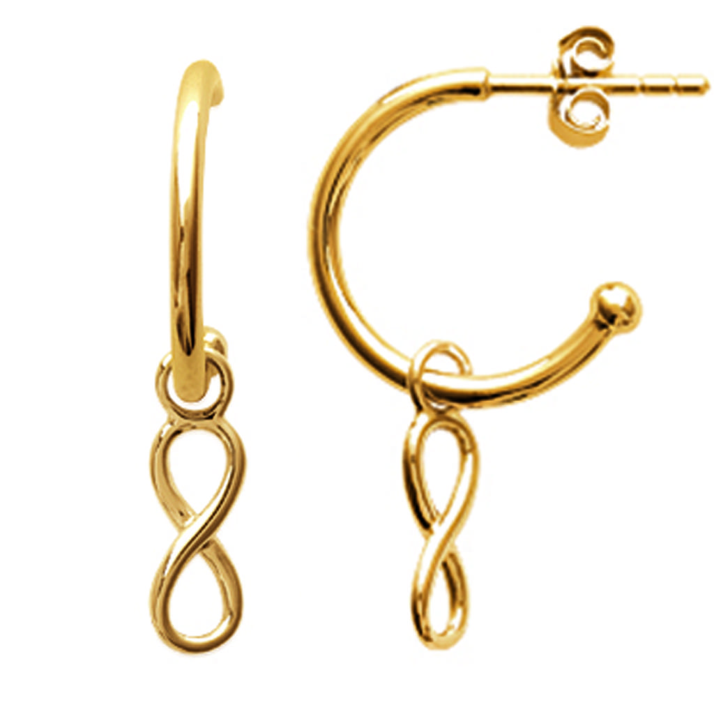 Les Trésors De Lily [M8704] - Gold Plated 'Infini' Hoop Earrings - 15 Mm 12x4 Mm