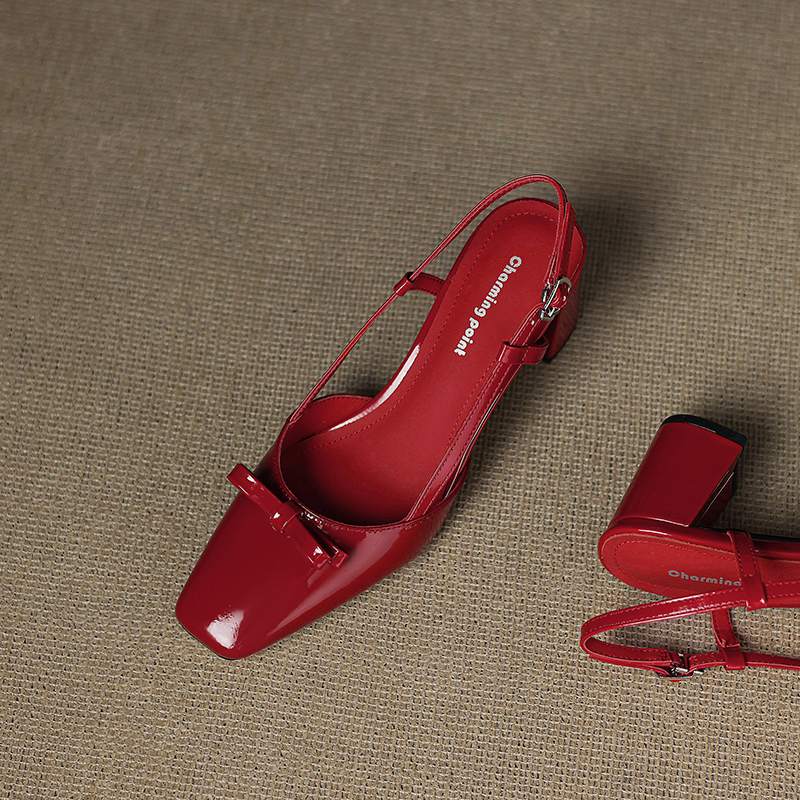 Krazing Pot Cow Skin Summer Size 42 Slingback European Design High Heels Women Superstar Square Toe Sandals