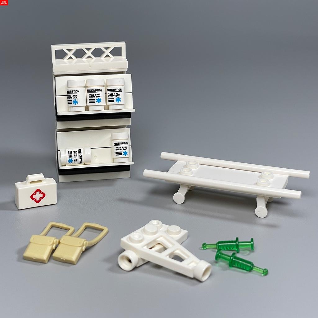 Non-Toxic Moc Bricks Medical First Aid Kit Box Bag Container Print Cross Hurt Accessories Diy Educational Building Blocks Toys Gifts