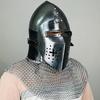Nurnberg Bascinet Hounskell Helmet Barbuta Chainmail Steel Helmet Medieval Knight Chainmail Hand Forged LARP  Best Gift