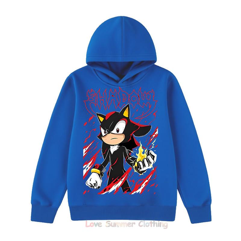 Sudadera con capucha para niños de 4 a 14 años Estampado HD de Sonic Sudadera fina para niños Sudadera con capucha de manga larga para otoño Ropa casual sencilla para niñas Poliéster