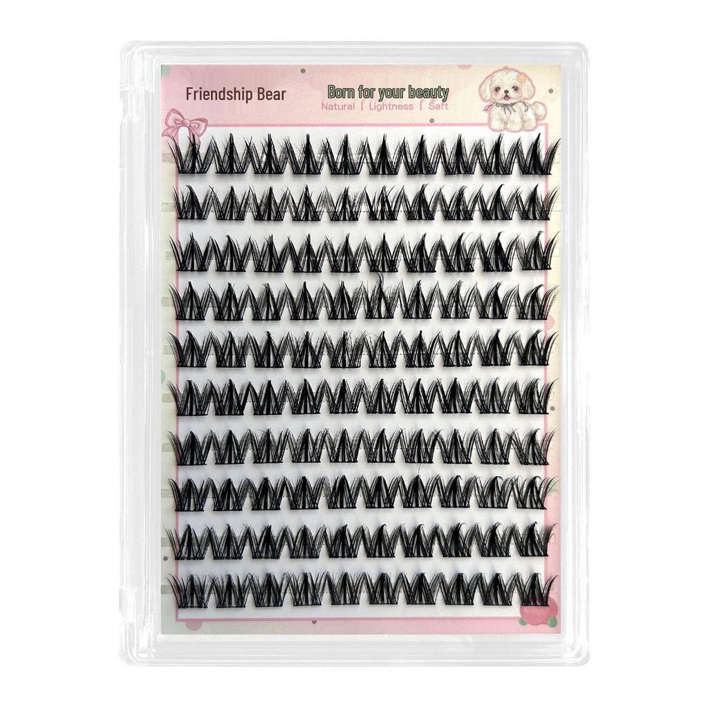Ten Row Clustered Glue-Free Natural Dog-Eye False Lashes