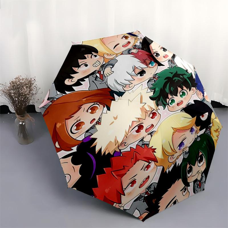 1pc Chibi Anime Characters Automatic Opening Umbrella, Portable Tri-Fold Design with 8-Bone Iron Frame, Outdoor, Perfect Gift for Fans, Travelers, Eve