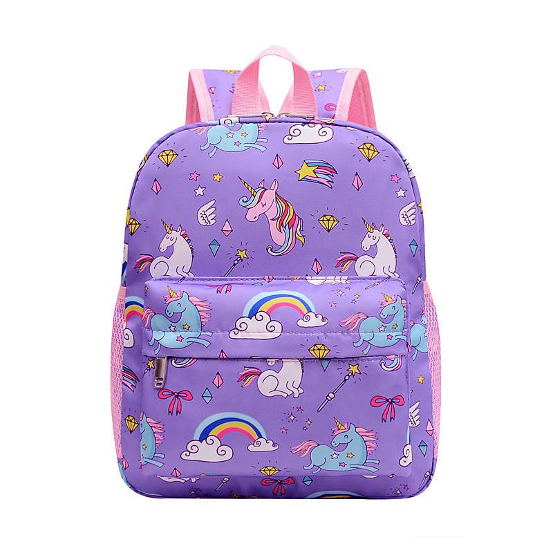 Cute Nylon Unicorn School Backpack For Girls Fashionable Print And Durable
