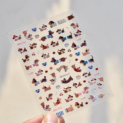 Lovely Sausage Dog Self Adhesive Nail Art Stickers Cartoon Manicure Decals Creative Diy Decoration Nail Art Stickers Gifts