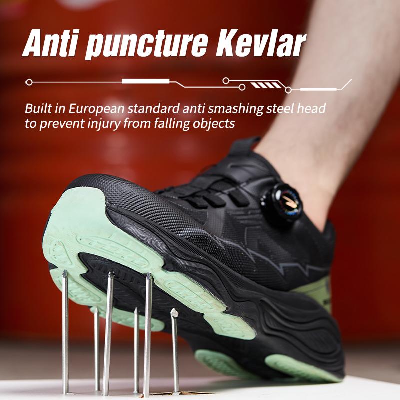 Rotating Button Steel Toe Shoes Safety Boots Men Anti-Smash Anti Puncture Work Sneakers Lightweight Protection Shoes Work Boots