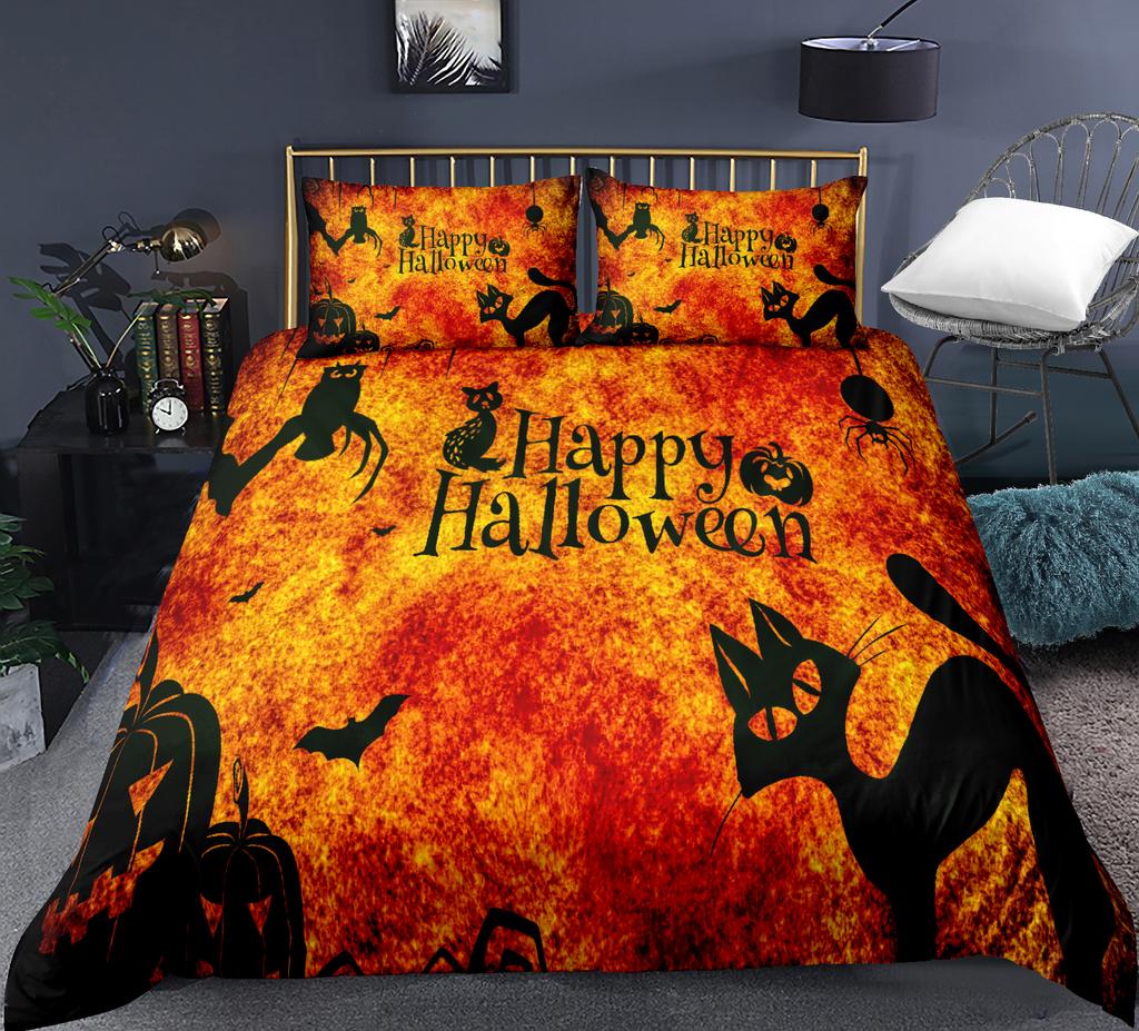 Copripiumino Federa con Zucca di Halloween Cartone Animato Set Biancheria da Letto per la Casa Set Piumone Divertente Creativo, Regali per Bambini
