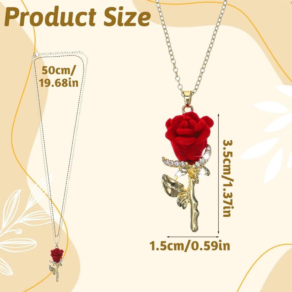 Romantic Minimalist Red Rose Floral Pendant Rose Flower Pendant Floral Pendant Dainty Rose Jewelry Gift